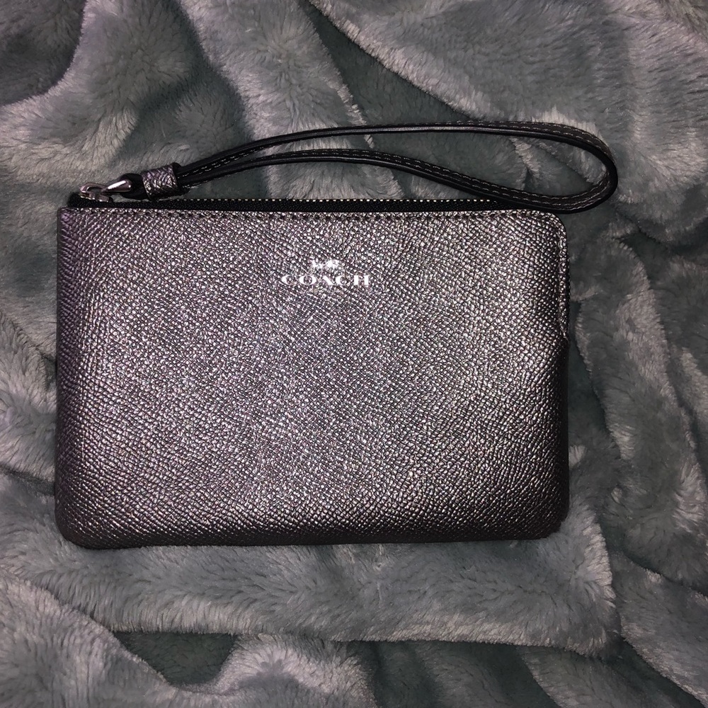 Silver Coach Wristlet